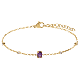 Stainless steel goldplated armband vintage paars
