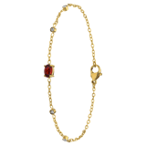 Stainless steel goldplated armband vintage ruby