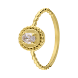 Stainless steel goldplated ring met zirkonia voor dames