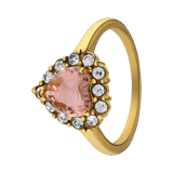Stainless steel goldplated ring hart met zirkonia voor dames