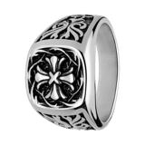 Stainless steel ring met kruis
