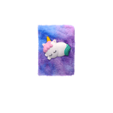Flauschiges Notizbuch mit schlafendem Einhorn