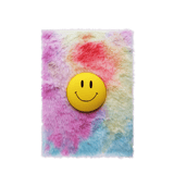 Flauschiges Notizbuch mit Smiley-Gesicht