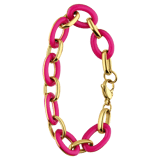 Armband aus Edelstahl, vergoldet, mit fuchsiafarbener Emaille