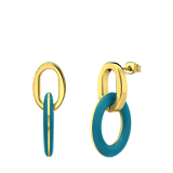 Stainless steel goldplated oorringen met lichtblauw emaille voor dames