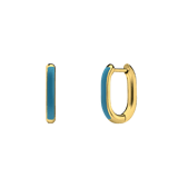 Stainless steel goldplated oorringen met turquoise emaille voor dames