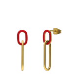 Stainless steel goldplated oorhangers met emaille fuchsia voor dames