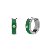 Stainless steel oorbellen groen met zirkonia