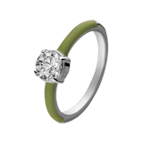 Ring aus Edelstahl, mit grüner Emaille und Zirkonia