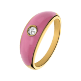 Stainless steel goldplated ring met zirkonia voor dames
