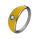 Ring aus Edelstahl mit gelber Emaille und Zirkonia