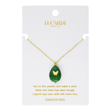 Stainless steel goldplated ketting met hanger met natuursteen voor dames