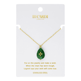 Stainless steel goldplated ketting met hanger met natuursteen voor dames