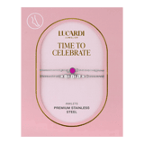 Dubbele stainless steel enkelbandje met fuchsia