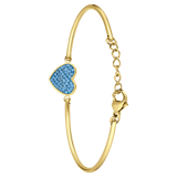 Stainless steel goldplated fantasiearmband met hanger hart met aqua kristal aqua voor dames