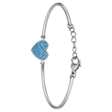 Armband aus Edelstahl, Herz mit Kristall, Türkisblau