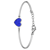 Armband aus Edelstahl, Herz mit Kristall, Saphirblau