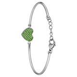 Armband aus Edelstahl, Herz mit Kristall, Peridotgrün