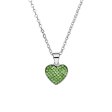 Halskette aus Edelstahl, Herz mit Kristall, Peridotgrün