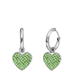 Ohrringe aus Edelstahl, vergoldet, Herz mit Kristall, Peridotgrün