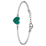 Stainless steel armband hart met kristal emerald