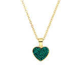 Stainless steel goldplated ketting met hanger hart met groen kristal voor dames