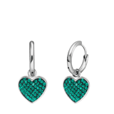 LivLiv stainless steel oorringen hart met kristal emerald voor dames