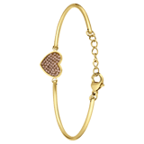Armband aus Edelstahl, vergoldet, Herz mit Kristall, Rauchquarz
