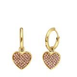 Stainless steel goldplated oorringen met hanger hart met colorado kristal colorado voor dames