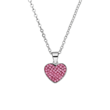 LivLiv stainless steel ketting hart met kristal roze voor dames