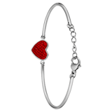 Armband aus Edelstahl, Herz mit Kristall, Roter Samt