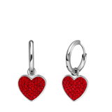 LivLiv stainless steel oorringen hart met kristal red velvet voor dames