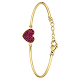 Armband aus Edelstahl, vergoldet, Herz mit Kristall, Amethystfarben