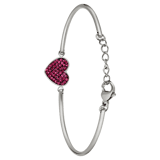Armband aus Edelstahl, Herz mit Kristall, Amethystfarben