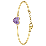 Stainless steel goldplated fantasiearmband met hanger hart met kristal voor dames