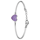 Armband aus Edelstahl, Herz mit Kristall, Violett