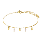 Armband aus Edelstahl, vergoldet, mit Rosenquarz
