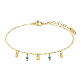 Stainless steel goldplated fantasiearmband met blue lace agaat voor dames