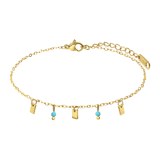 Stainless steel goldplated fantasiearmband met turquoise voor dames