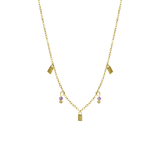 Halskette aus Edelstahl, vergoldet, mit Amethyst
