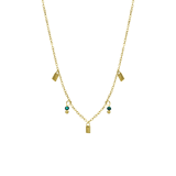 Stainless steel goldplated ketting met hanger met blue lace agaat voor dames