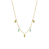 Stainless steel goldplated ketting met hanger met turquoise voor dames