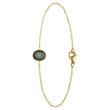Stainless steel goldplated fantasiearmband met groene aventurijn voor dames