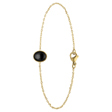 Stainless steel goldplated fantasiearmband met zwarte agaat voor dames