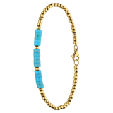 Stainless steel goldplated fantasiearmband met turquoise voor dames