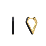 Stainless steel goldplated oorringen met zwart emaille voor dames