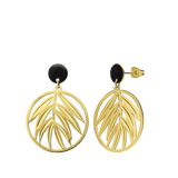 Stainless steel goldplated oorringen met blad zwart voor dames
