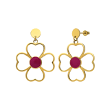 Ohrringe aus Edelstahl, vergoldet, Blume, durchbrochen, Fuchsia