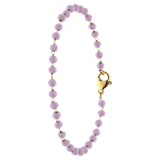 Stainless steel goldplated armband met roze kralen