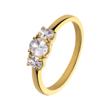 Stainless steel goldplated ring met zirkonia voor dames